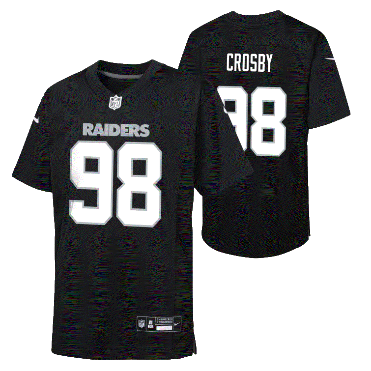 Nike Youth Las Vegas Raiders Maxx Crosby Game Jersey-Carbon Black product image 3, provided for visual reference and product