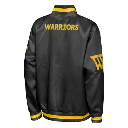 Youth Golden State Warriors NBA Statement Satin Jacket- Black product image 2, provided for visual reference and product