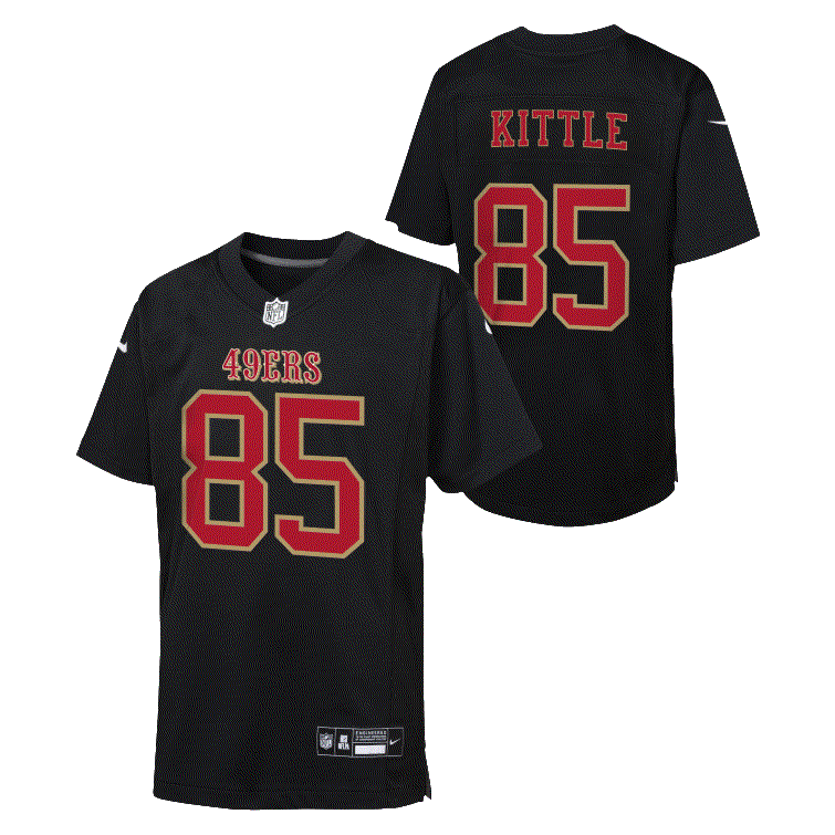 Nike Youth San Francisco 49ers George Kittle Carbon Black Jersey product image 3, provided for visual reference and product