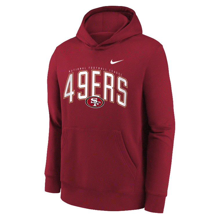 Nike Youth San Francisco 49ers Club Logo Hoodie-Red product image 1, provided for visual reference and product detail review