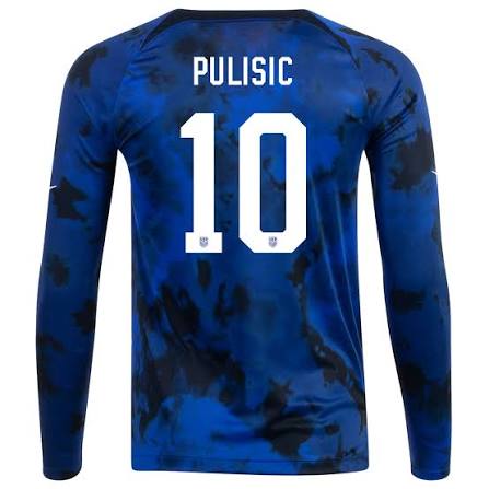 2022 Men USA USMNT AWAY JERSEY LONG SLEEVE - PULISIC JERSEY product image 2, provided for visual reference and product