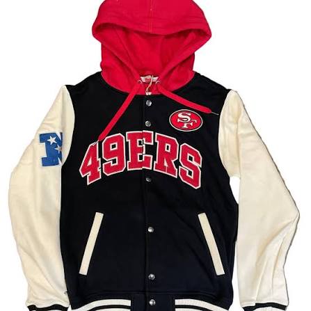 Mitchell & Ness Youth San Francisco 49ers Court Side Fleece Jacket product image 2, provided for visual reference and
