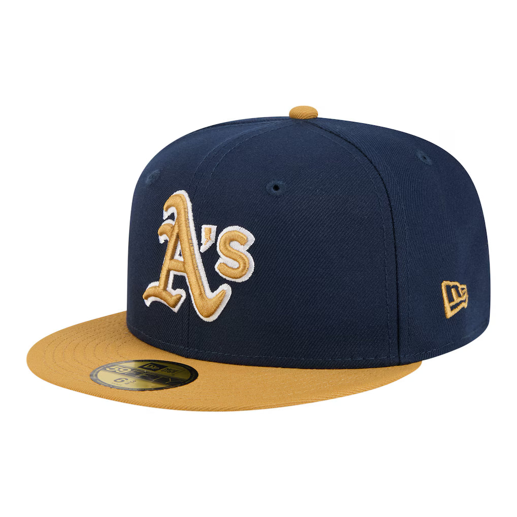 New Era Athletics Two-Tone Color Pack 59FIFTY Fitted Hat - Navy/Khaki product image 2, provided for visual reference and