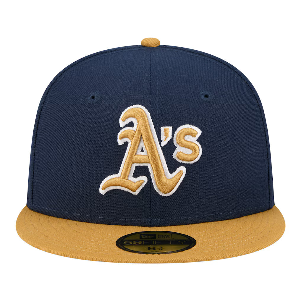 New Era Athletics Two-Tone Color Pack 59FIFTY Fitted Hat - Navy/Khaki product image 3, provided for visual reference and
