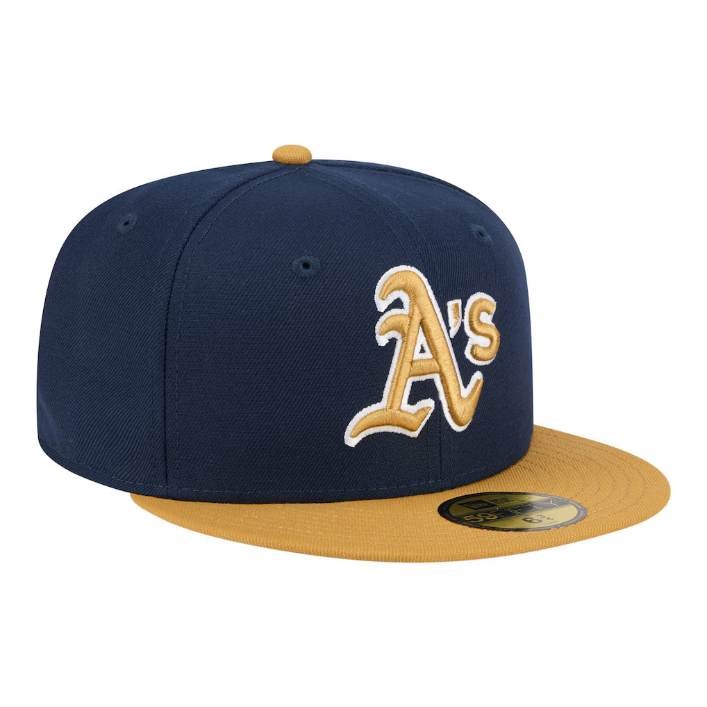 New Era Athletics Two-Tone Color Pack 59FIFTY Fitted Hat - Navy/Khaki product image 1, provided for visual reference and