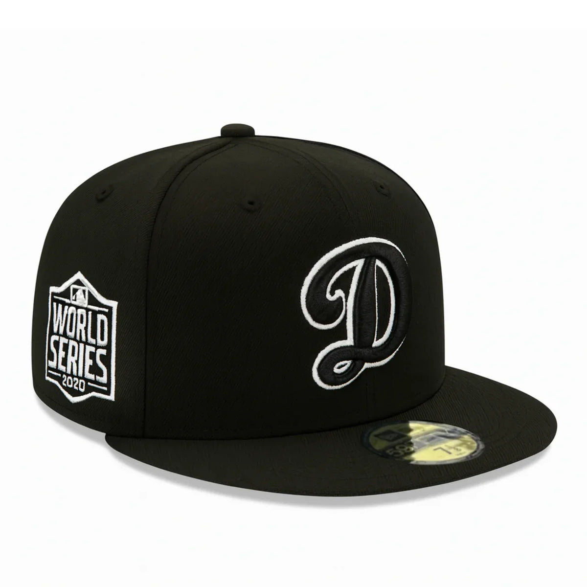 New Era Los Angeles Dodgers 2020 World Series Side Patch 59fifty Fitted Hat-Black/White product image 1, provided for visual