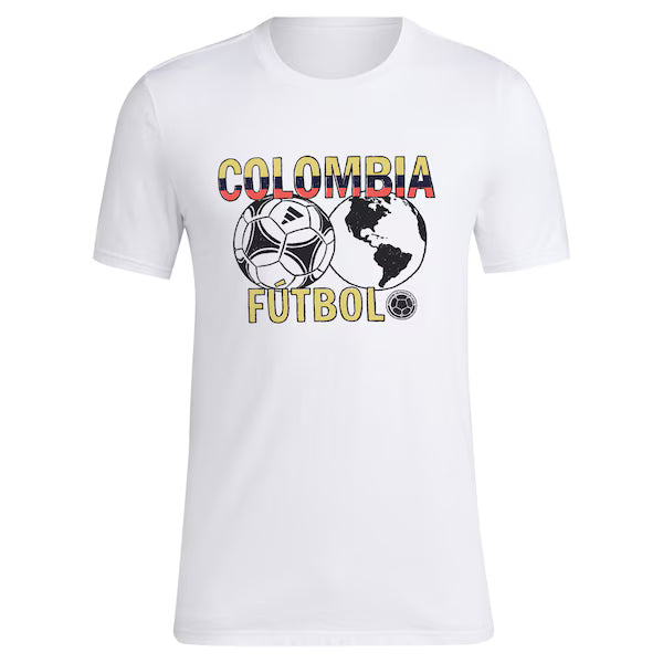 adidas COLOMBIA YOUTH AROUND THE WORLD T-Shirt - White product image 2, provided for visual reference and product detail