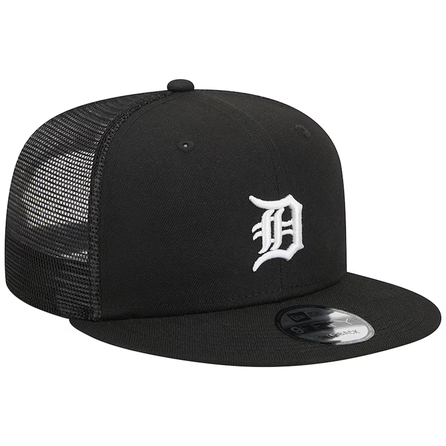 New Era Detroit Tigers Trucker 9FIFTY Snapback Hat-Black/White product image 2, provided for visual reference and product