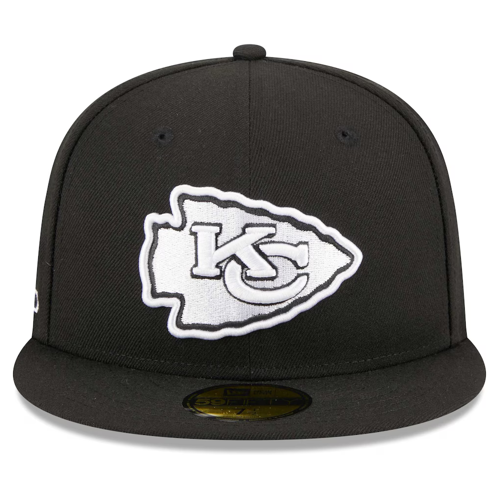 New Era Kansas City Chiefs LIV Super Bowl Side Patch 59FIFTY Fitted Black & White Hat product image 3, provided for visual