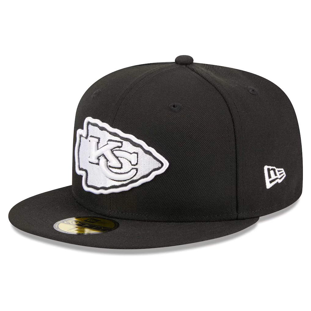 New Era Kansas City Chiefs LIV Super Bowl Side Patch 59FIFTY Fitted Black & White Hat product image 2, provided for visual