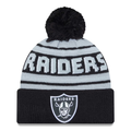 New Era Las Vegas Raiders Cuffed Knit Hat With Pom- Black product image 1, provided for visual reference and product detail