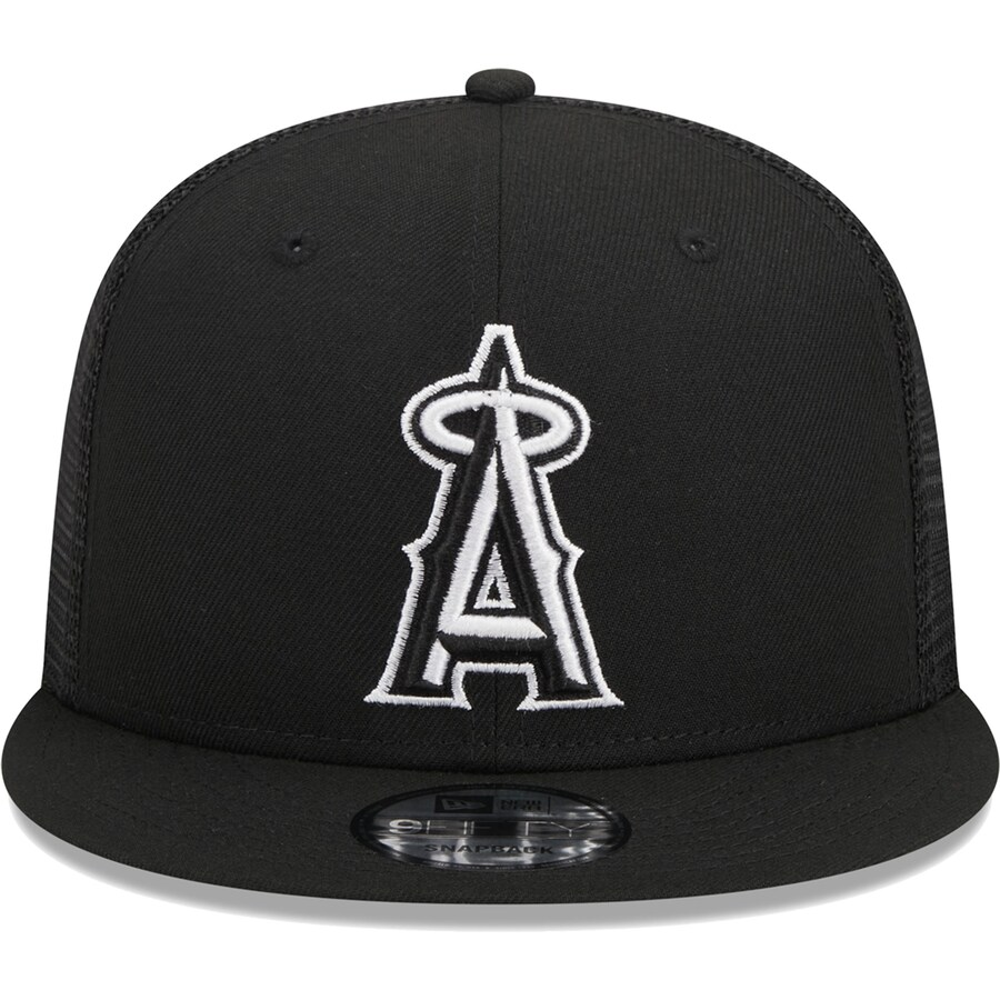 New Era Los Angeles Angels Trucker 9FIFTY Snapback Hat-Black/White product image 3, provided for visual reference and