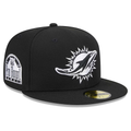 New Era Miami Dolphins 1993 Pro Bowl Side Patch 59FIFTY Fitted Black & White Hat product image 1, provided for visual