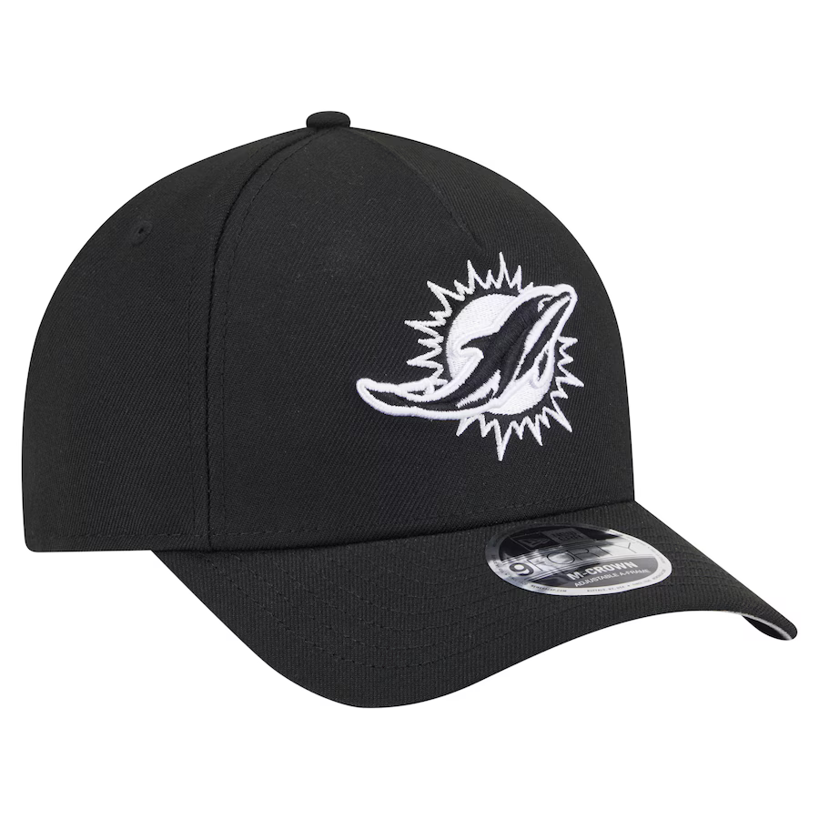 New Era Miami Dolphins M-Crown A-FRAME 9FORTY Adjustable Hat-Black/White product image 1, provided for visual reference and