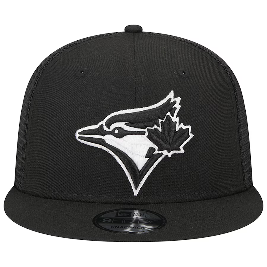 New Era Toronto Blue Jays Trucker 9FIFTY Snapback Hat-Black/White product image 3, provided for visual reference and product