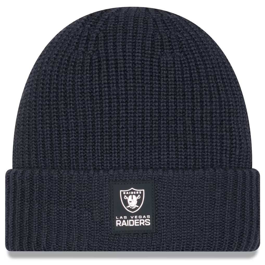New Era Las Vegas Raiders 2025 Cold Weather Cuffed Knit Hat-Charcoal product image 1, provided for visual reference and