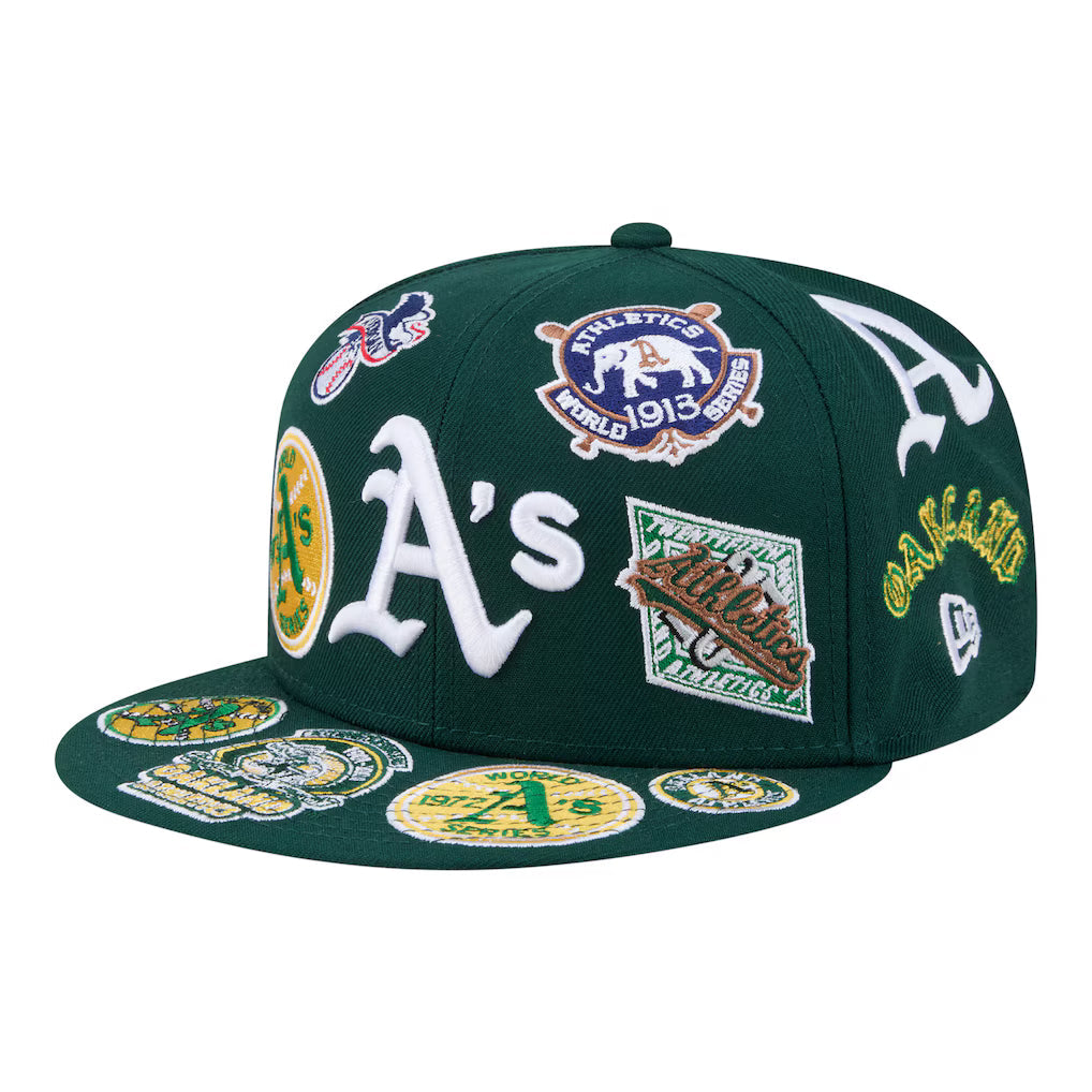 New Era Athletics All Over 59FIFTY Fitted Hat - Green product image 2, provided for visual reference and product detail