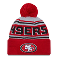 New Era San Francisco 49ers Cuffed Knit Hat With Pom- Scarlet product image 1, provided for visual reference and product