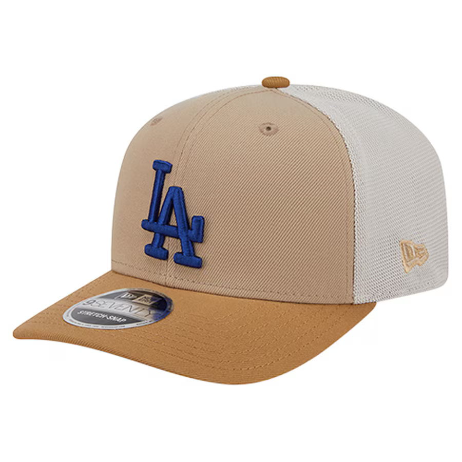 New Era Los Angeles Dodgers 9SEVENTY Trucker Stretch-Snap Hat - Stone product image 2, provided for visual reference and