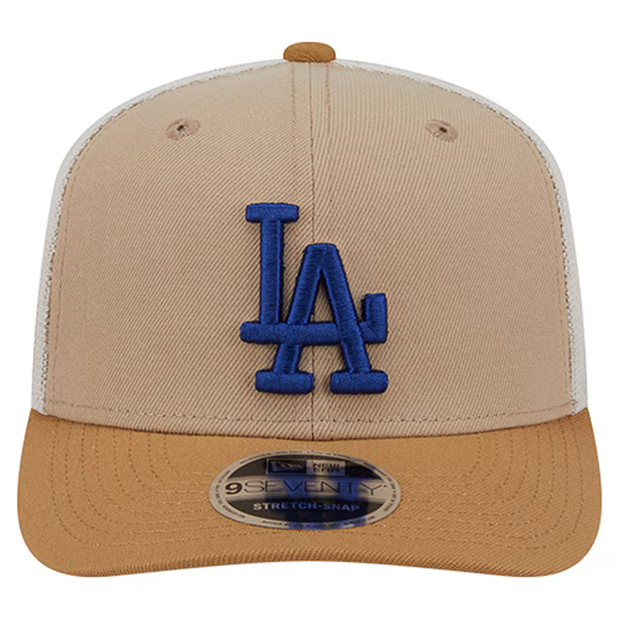 New Era Los Angeles Dodgers 9SEVENTY Trucker Stretch-Snap Hat - Stone product image 3, provided for visual reference and