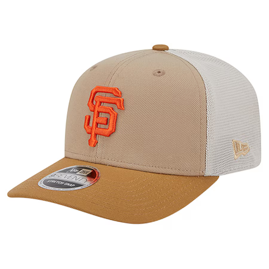 New Era San Francisco Giants 9SEVENTY Trucker Stretch-Snap Hat - Stone product image 3, provided for visual reference and