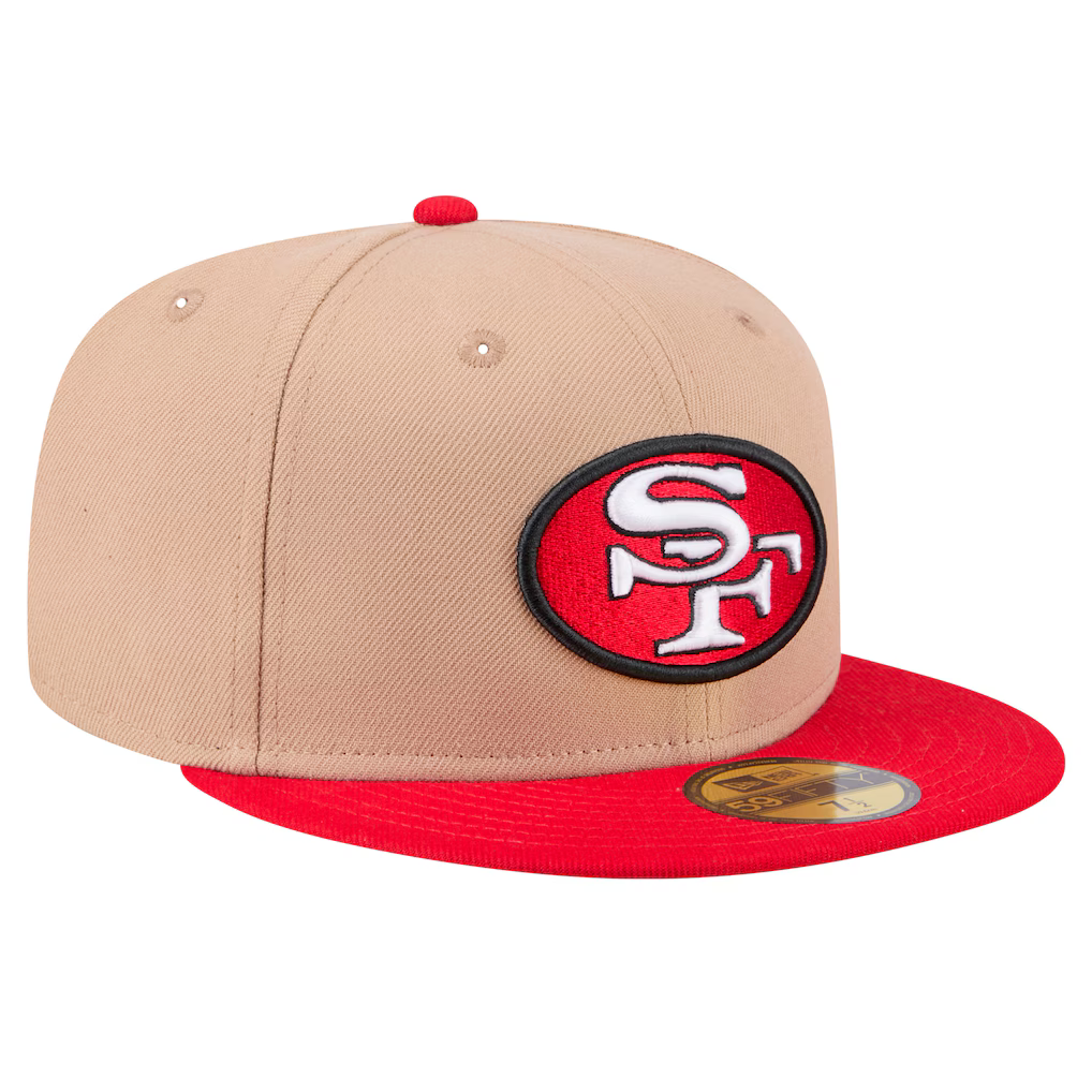 New Era San Francisco 49ers Throwback Logo 59FIFTY Fitted Hat-Camel product image 1, provided for visual reference and