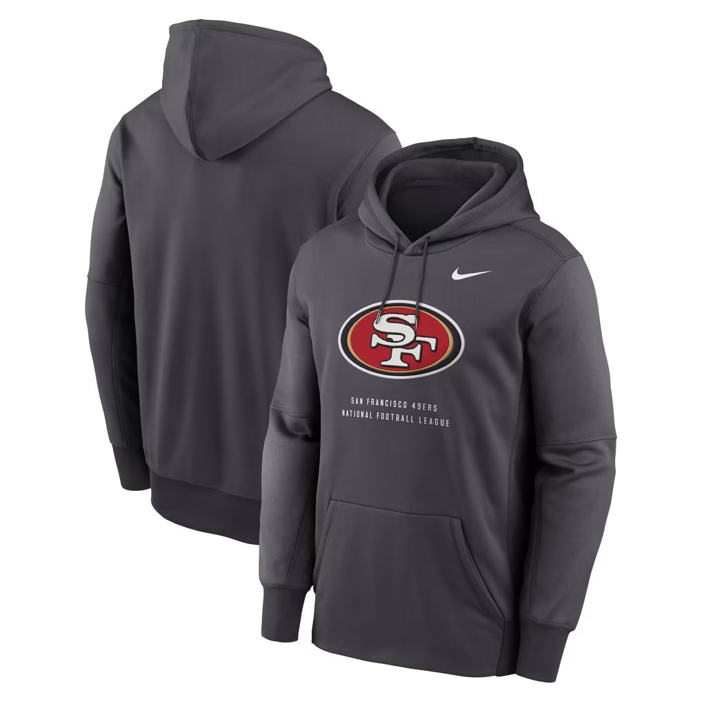 Nike San Francisco 49ers Therma Pullover Hoodie - Gray product image 2, provided for visual reference and product detail