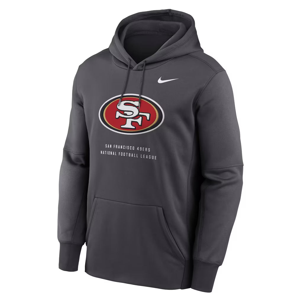 Nike San Francisco 49ers Therma Pullover Hoodie - Gray product image 1, provided for visual reference and product detail