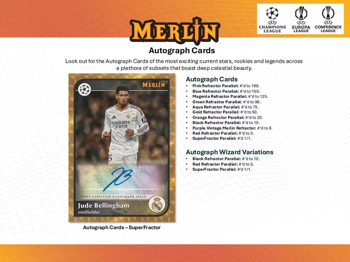 2024/25 Topps Chrome Merlin Uefa Club Competitions Blaster Box product image 9, provided for visual reference and product