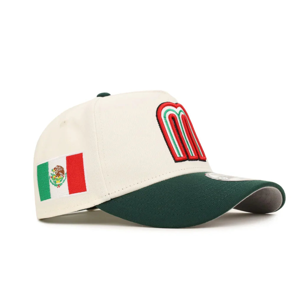 New Era Mexico WBC 9FORTY A-Frame Snapback Hat-Chrome/Dark Green product image 2, provided for visual reference and product