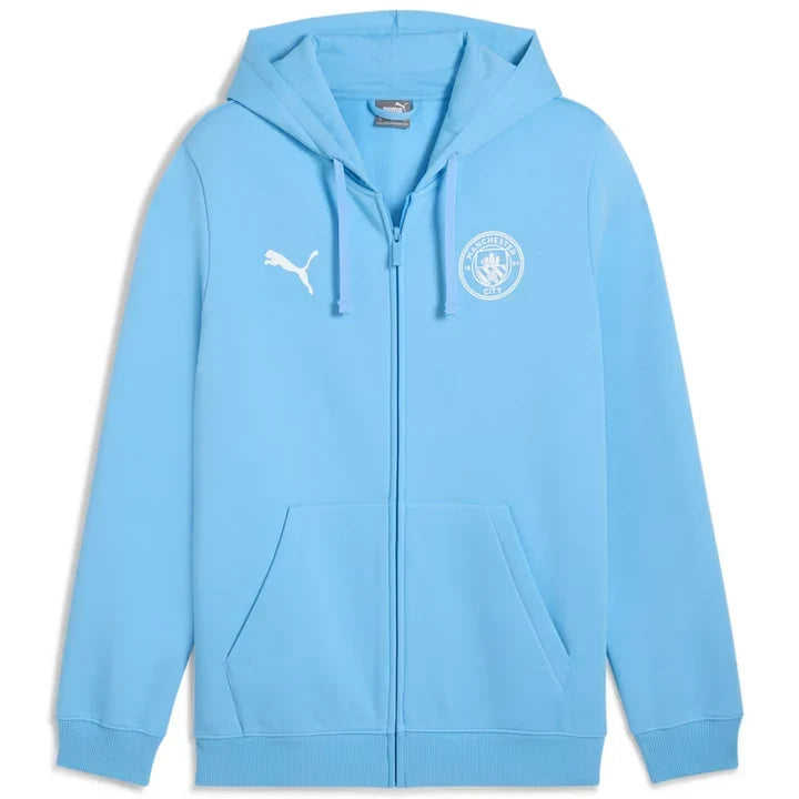 Puma Manchester City Essentials Youth Zip-Up Hoodie product image 1, provided for visual reference and product detail review