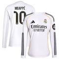 25/26 Youth Real Madrid Long Sleeve Home Mbappe Jersey product image 1, provided for visual reference and product detail