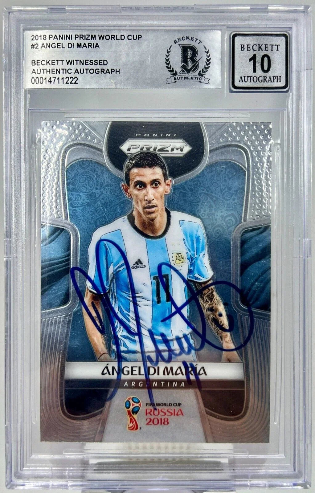 2018 Panini Prizm World Cup Signed Angel Di Maria #2 Beckett BAS Auto Grade 10 product image 1, provided for visual