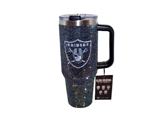 Las Vegas Raiders Bling Colossal 40 oz Rhinestone Handle Tumbler Black product image 2, provided for visual reference and