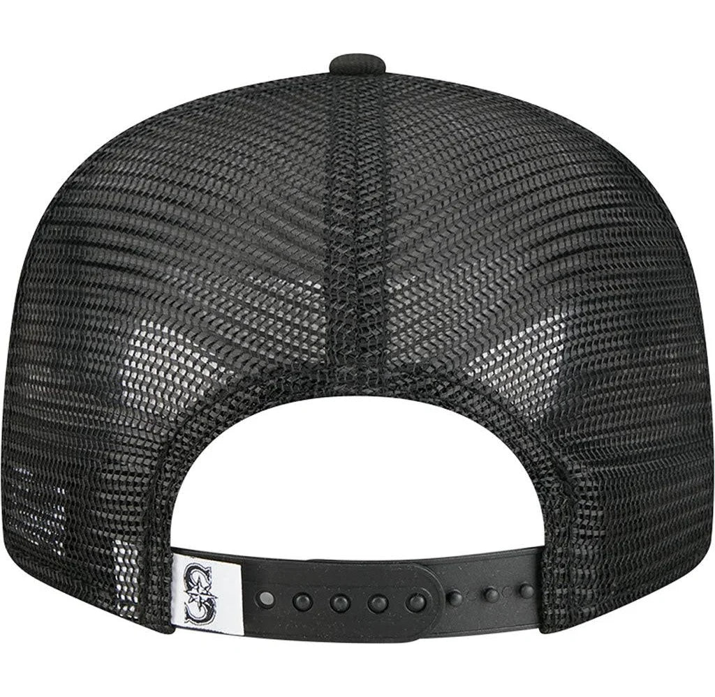 New Era Seattle Mariners 9FIFTY Trucker Snapback Hat - Black/White product image 4, provided for visual reference and