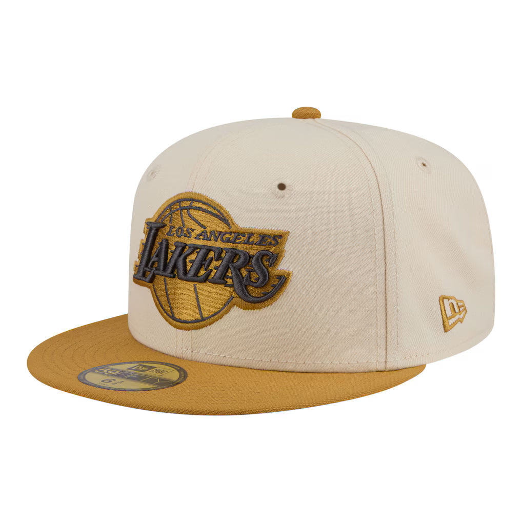 New Era Los Angeles Lakers 2-Tone Color Pack 59FIFTY Fitted Hat-Cream/Tan product image 2, provided for visual reference and