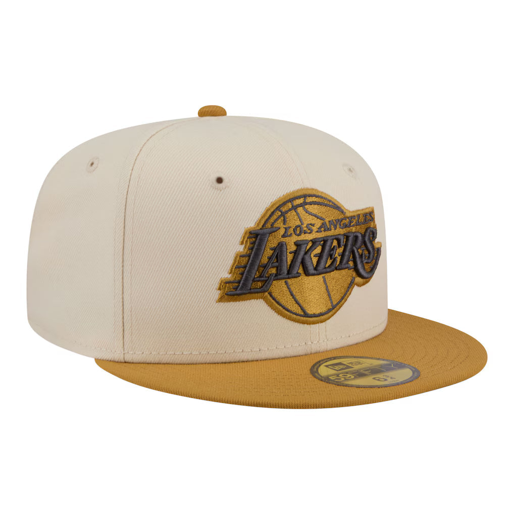 New Era Los Angeles Lakers 2-Tone Color Pack 59FIFTY Fitted Hat-Cream/Tan product image 1, provided for visual reference and