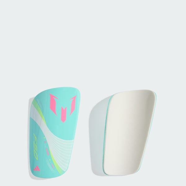 MESSI SG CLUB SHINGUARDS - White / Flash Aqua product image 1, provided for visual reference and product detail review