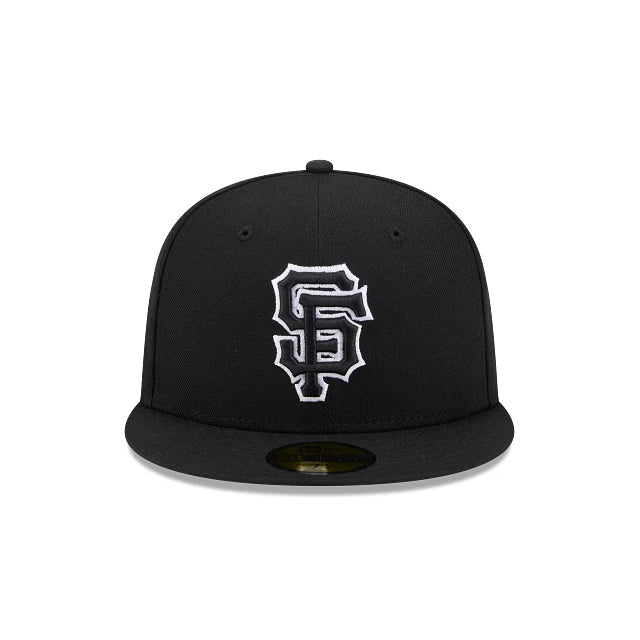 San Francisco Giants Black On Black White Outline 59Fifty Color Basic Fitted product image 3, provided for visual reference