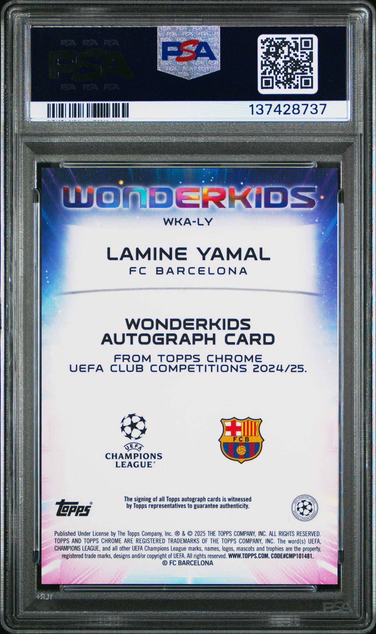 2024-25 Topps Chrome Ucc Wonderkids Lamine Yamal Autograph #Wka-Ly Psa Mint 9 product image 2, provided for visual reference