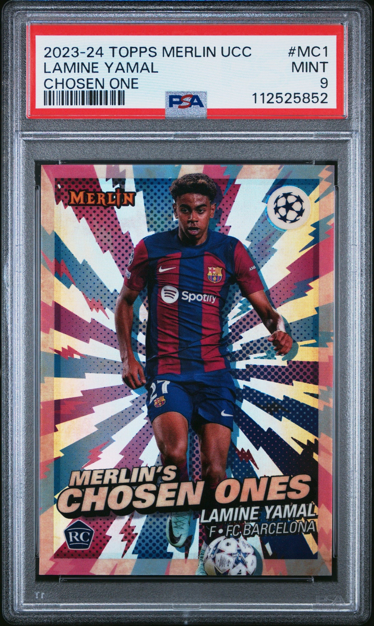 2023-24 Topps Merlin Uefa Club Competitions Merlin'S Chosen Ones #Mc1 Lamine Yamal product image 1, provided for visual