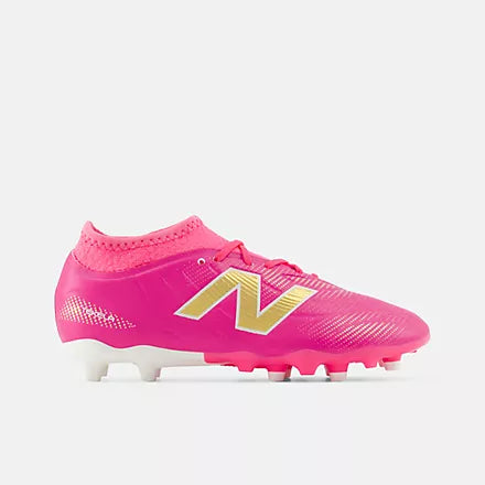 New Balance Kid's Tekela Team Low Jnr FG V5-Heat Pink/Metallic Gold product image 1, provided for visual reference and