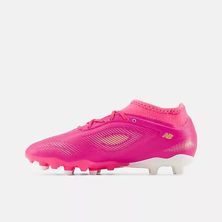 New Balance Kid's Tekela Team Low Jnr FG V5-Heat Pink/Metallic Gold product image 2, provided for visual reference and
